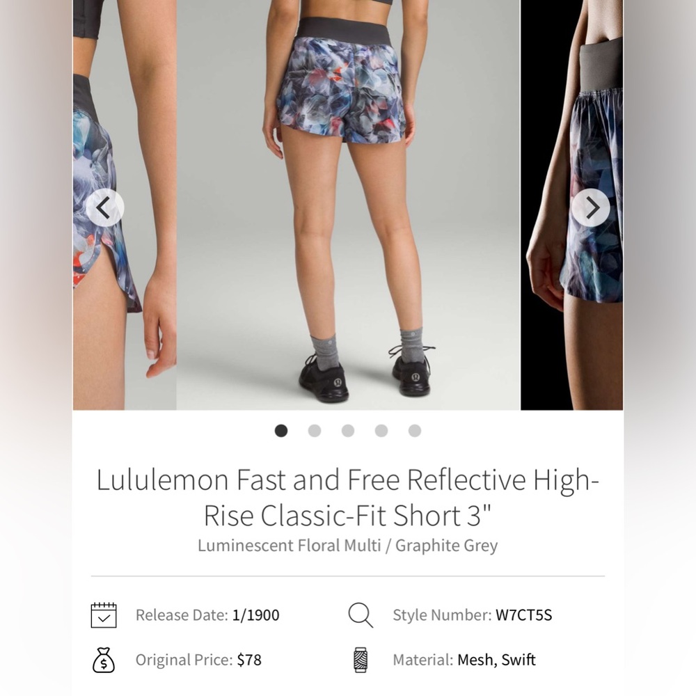Lululemon Fast and Free Reflective High-Rise Classic-Fit Short 3"